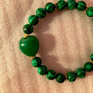 Bracelet green malachite crystal one of a kind beauty